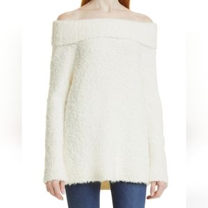NWT Cinq a Sept Leya Off the Shoulder Sweater in Ivory sz M
